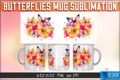 Butterflies 11 Oz | 15 Oz Mug Sublimation Sublimation Fly Design 