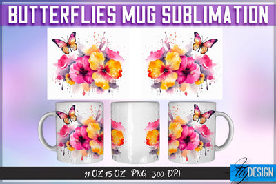 Butterflies 11 Oz | 15 Oz Mug Sublimation Sublimation Fly Design 