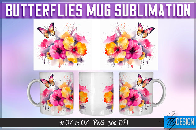 Butterflies 11 Oz | 15 Oz Mug Sublimation Sublimation Fly Design 