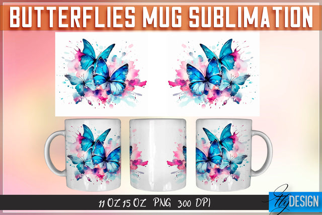 Butterflies 11 Oz | 15 Oz Mug Sublimation Sublimation Fly Design 