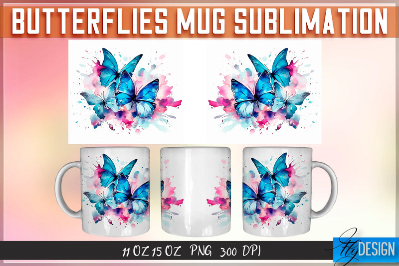 Butterflies 11 Oz | 15 Oz Mug Sublimation Sublimation Fly Design 