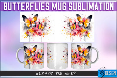 Butterflies 11 Oz | 15 Oz Mug Sublimation Sublimation Fly Design 