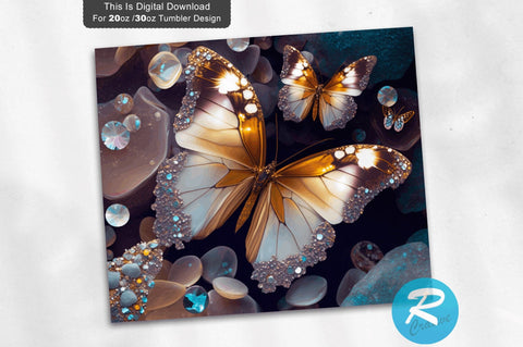 Butterflies Agate 20 oz / 30 oz Tumbler PNG Sublimation Regulrcrative 