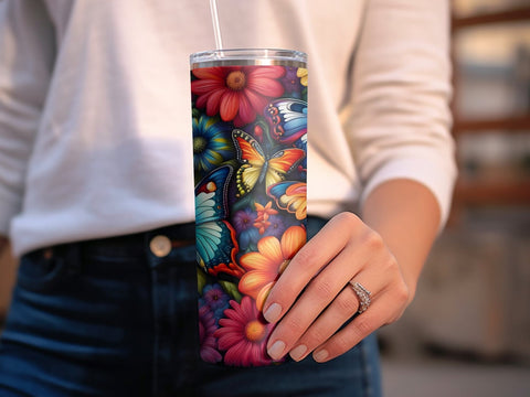 Butterflies and flowers Tumbler wrap Sublimation Luvleigh Digitals 