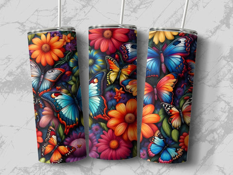 Butterflies and flowers Tumbler wrap Sublimation Luvleigh Digitals 