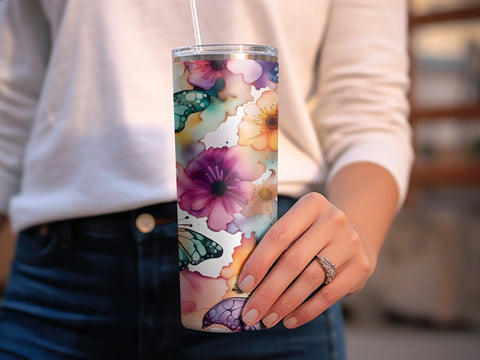 Butterflies Floral Tumbler wrap Sublimation Luvleigh Digitals 