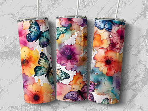 Butterflies Floral Tumbler wrap Sublimation Luvleigh Digitals 