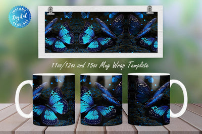 Butterflies Glitter 11, 12 & 15 Oz Mug Sublimation Sublimation Regulrcrative 