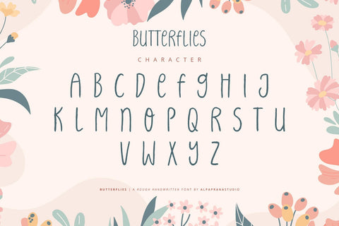 Butterflies - Handwritten Font Font Alpaprana Studio 