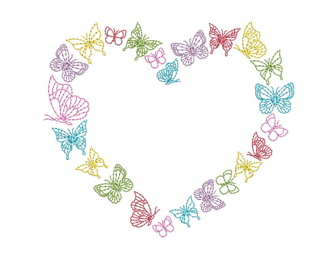 Butterflies Heart Embroidery Design, Insect Embroidery Design, 4 sizes Embroidery/Applique DESIGNS Nino Nadaraia 