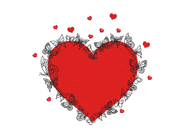 Butterflies Heart Embroidery Design, Valentine's Day Embroidery File, 4 sizes, Instant Download Embroidery/Applique DESIGNS Nino Nadaraia 