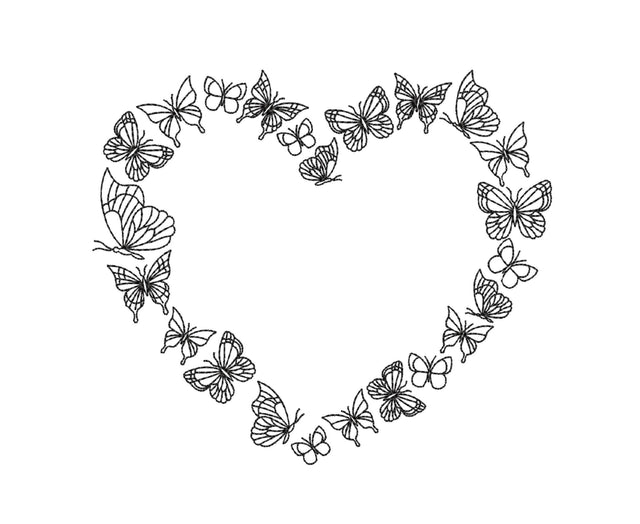 Butterflies Heart Machine Embroidery Design, 4 sizes Embroidery/Applique DESIGNS Nino Nadaraia 