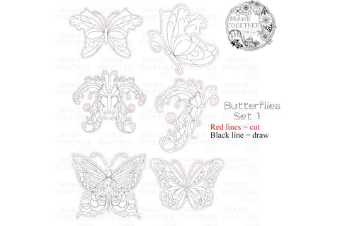 Butterflies set 1 - Single line for Foil Quill | Digi Stamps Sketch DESIGN DrawnTogether with love 