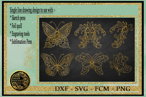 Butterflies set 1 - Single line for Foil Quill | Digi Stamps Sketch DESIGN DrawnTogether with love 