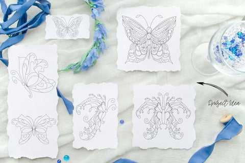 Butterflies set 1 - Single line for Foil Quill | Digi Stamps Sketch DESIGN DrawnTogether with love 