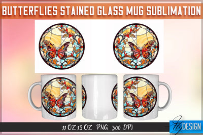 Butterflies Stained Glass 11 | 15 Oz Mug Sublimation Sublimation Fly Design 