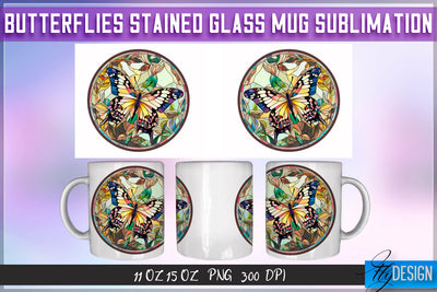 Butterflies Stained Glass 11 | 15 Oz Mug Sublimation Sublimation Fly Design 