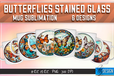 Butterflies Stained Glass 11 | 15 Oz Mug Sublimation Sublimation Fly Design 