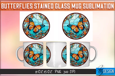 Butterflies Stained Glass 11 | 15 Oz Mug Sublimation Sublimation Fly Design 