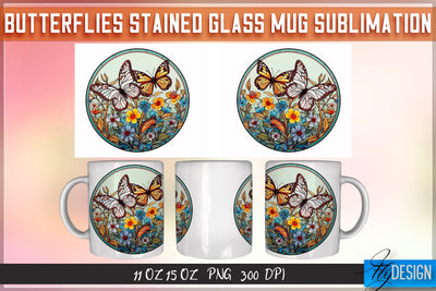 Butterflies Stained Glass 11 | 15 Oz Mug Sublimation Sublimation Fly Design 