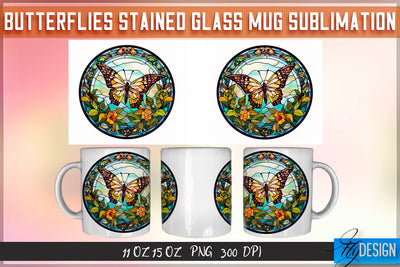 Butterflies Stained Glass 11 | 15 Oz Mug Sublimation Sublimation Fly Design 