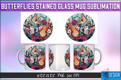 Butterflies Stained Glass 11 | 15 Oz Mug Sublimation Sublimation Fly Design 