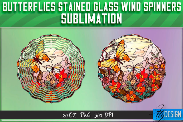 Butterflies Stained Glass Wind Spinners Sublimation Sublimation Fly Design 