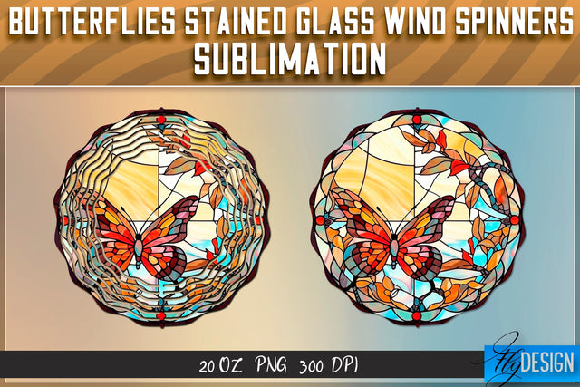 Butterflies Stained Glass Wind Spinners Sublimation Sublimation Fly Design 