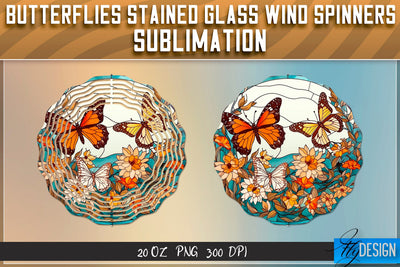 Butterflies Stained Glass Wind Spinners Sublimation Sublimation Fly Design 
