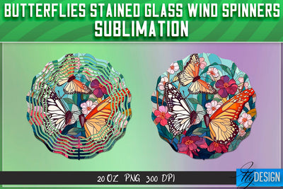Butterflies Stained Glass Wind Spinners Sublimation Sublimation Fly Design 