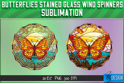 Butterflies Stained Glass Wind Spinners Sublimation Sublimation Fly Design 