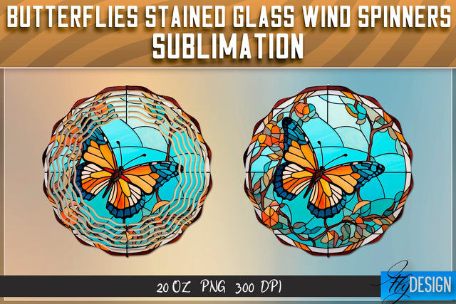 Butterflies Stained Glass Wind Spinners Sublimation Sublimation Fly Design 