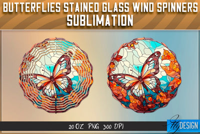 Butterflies Stained Glass Wind Spinners Sublimation Sublimation Fly Design 