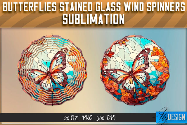 Butterflies Stained Glass Wind Spinners Sublimation Sublimation Fly Design 