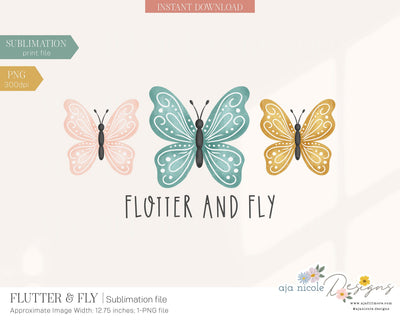 Butterflies Sublimation File Sublimation Aja Nicole Designs 