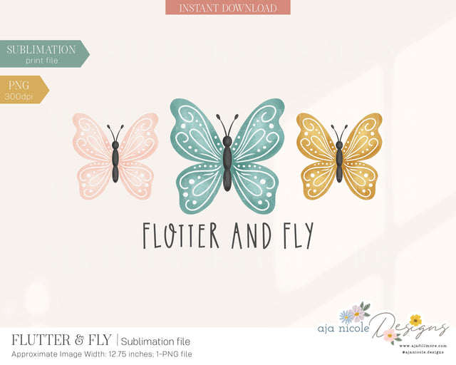 Butterflies Sublimation File Sublimation Aja Nicole Designs 