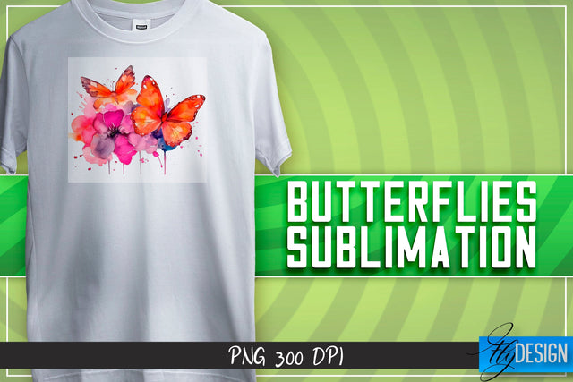 Butterflies Sublimation | Happy Design | T-shirt Design Sublimation Fly Design 