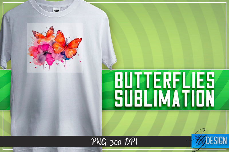 Butterflies Sublimation | Happy Design | T-shirt Design Sublimation Fly Design 