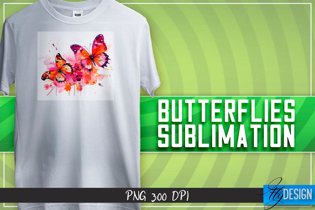 Butterflies Sublimation | Happy Design | T-shirt Design Sublimation Fly Design 