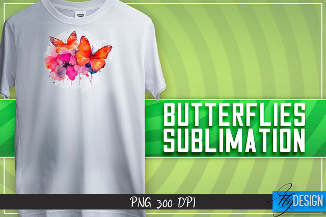 Butterflies Sublimation | Happy Design | T-shirt Design Sublimation Fly Design 