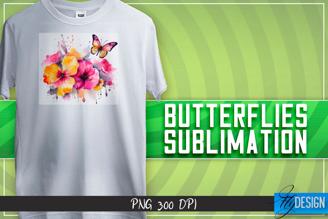 Butterflies Sublimation | Happy Design | T-shirt Design Sublimation Fly Design 