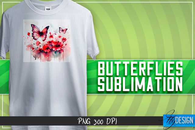 Butterflies Sublimation | Happy Design | T-shirt Design Sublimation Fly Design 