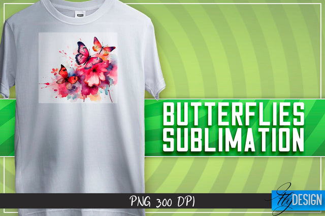 Butterflies Sublimation | Happy Design | T-shirt Design Sublimation Fly Design 