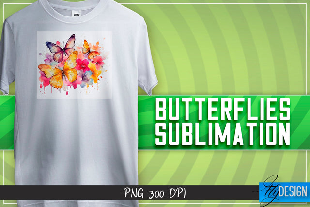 Butterflies Sublimation | Happy Design | T-shirt Design Sublimation Fly Design 