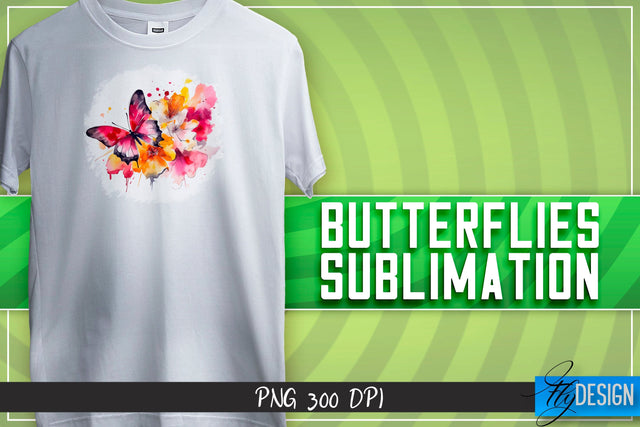 Butterflies Sublimation | Happy Design | T-shirt Design Sublimation Fly Design 
