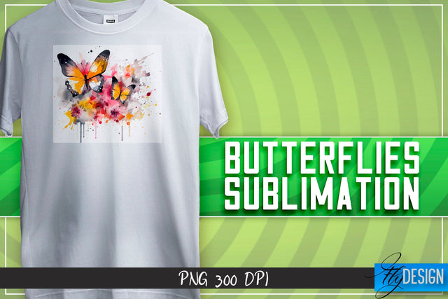 Butterflies Sublimation | Happy Design | T-shirt Design Sublimation Fly Design 