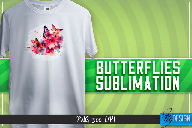 Butterflies Sublimation | Happy Design | T-shirt Design Sublimation Fly Design 