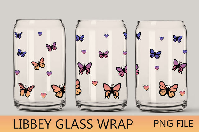 Butterflies sublimation png, 16 oz libbey can glass sublimation wrap Sublimation AnastasiyaArtDesign 