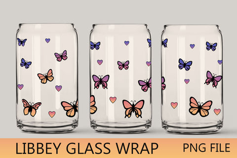 Butterflies sublimation png, 16 oz libbey can glass sublimation wrap Sublimation AnastasiyaArtDesign 