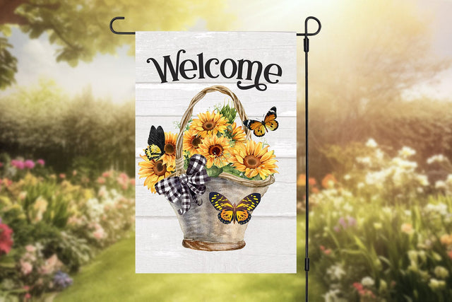 Butterflies & Sunflowers Garden Flag Sublimation Design Sublimation BijouBay 